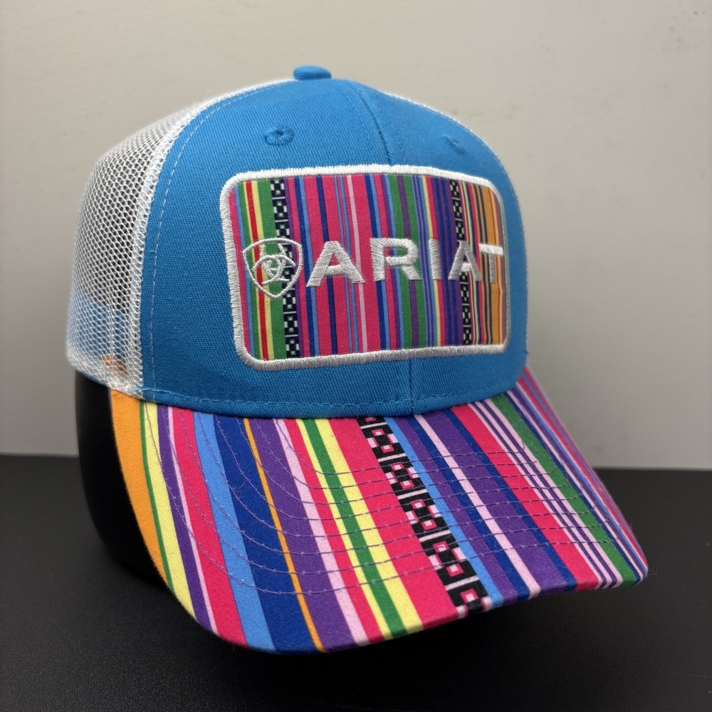 Ariat Serape Snapback Hat Cap Blue Color Southwestern Mesh Adjustable Trucker
